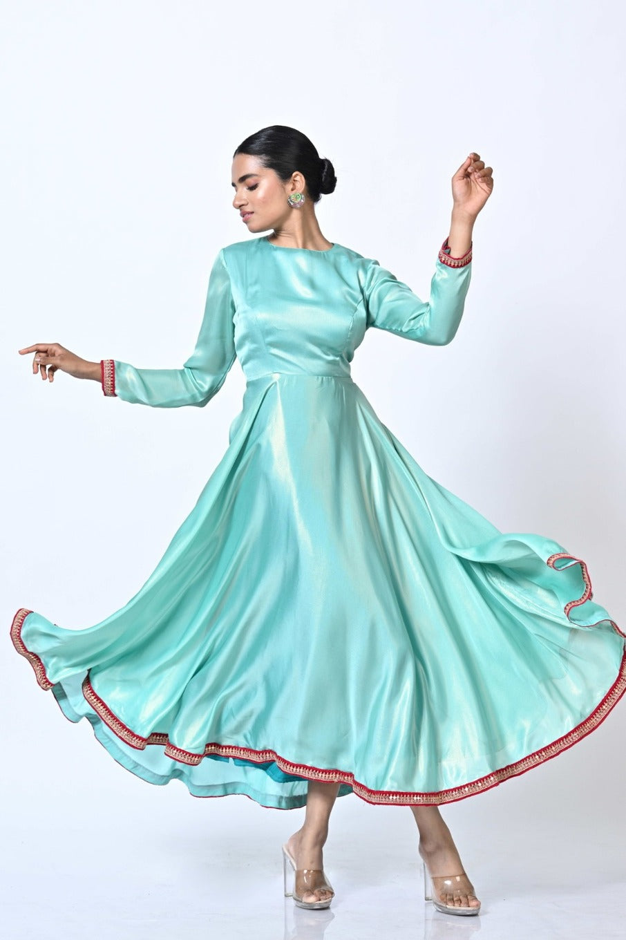 A Holographic Satin Dress - Sky Blue Cloture A Holographic Satin Dress - Sky Blue Cloture