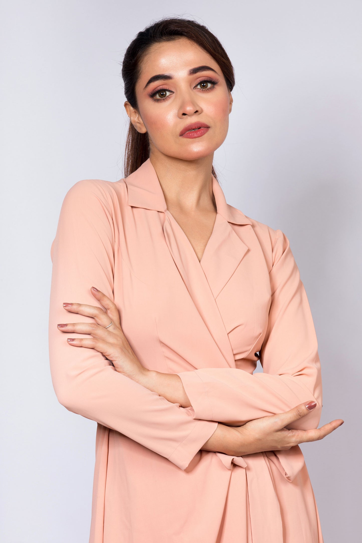 Bosslady Tie Wrap Dress - Soft Blush