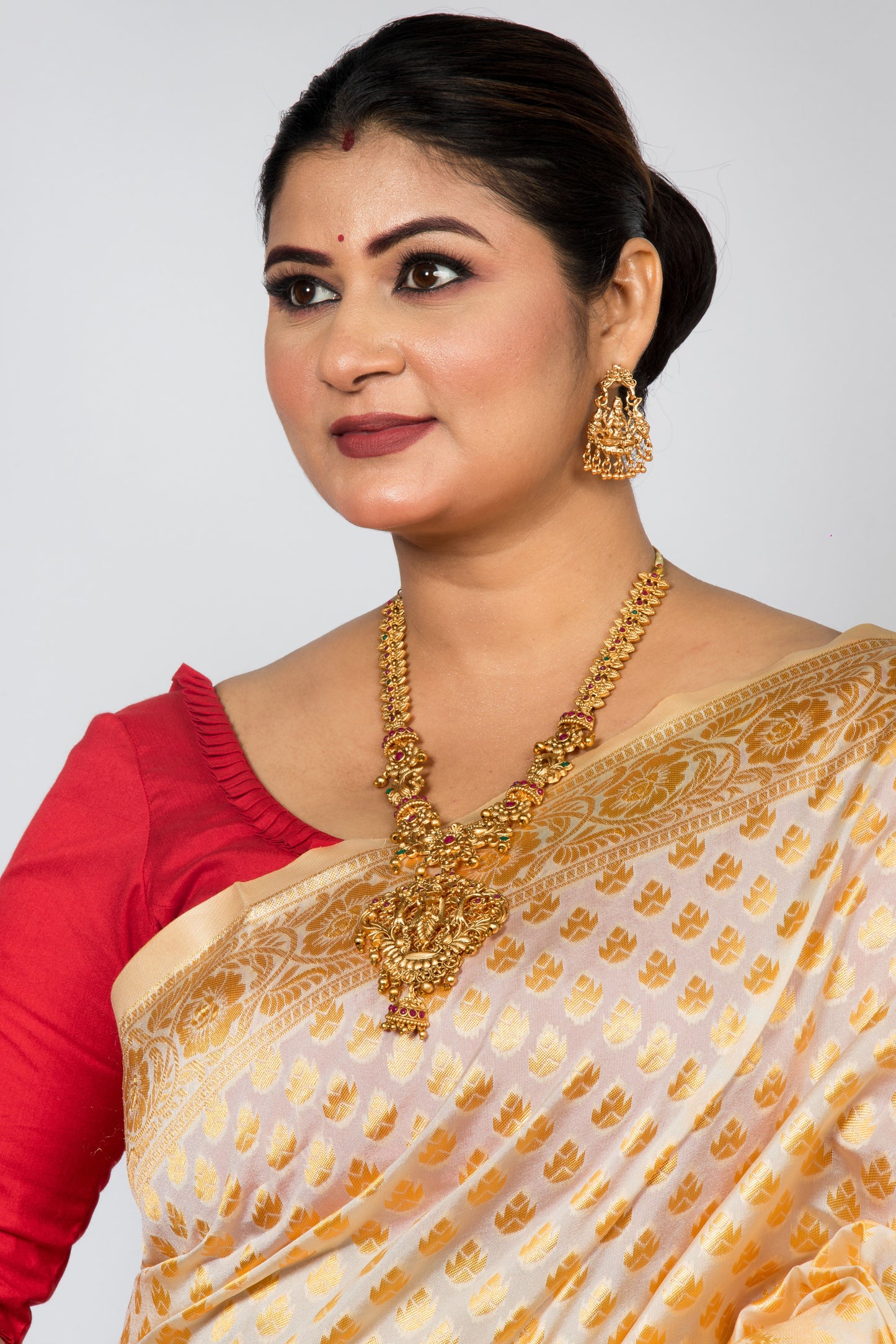 Orange Katan Silk Saree with Golden Zari