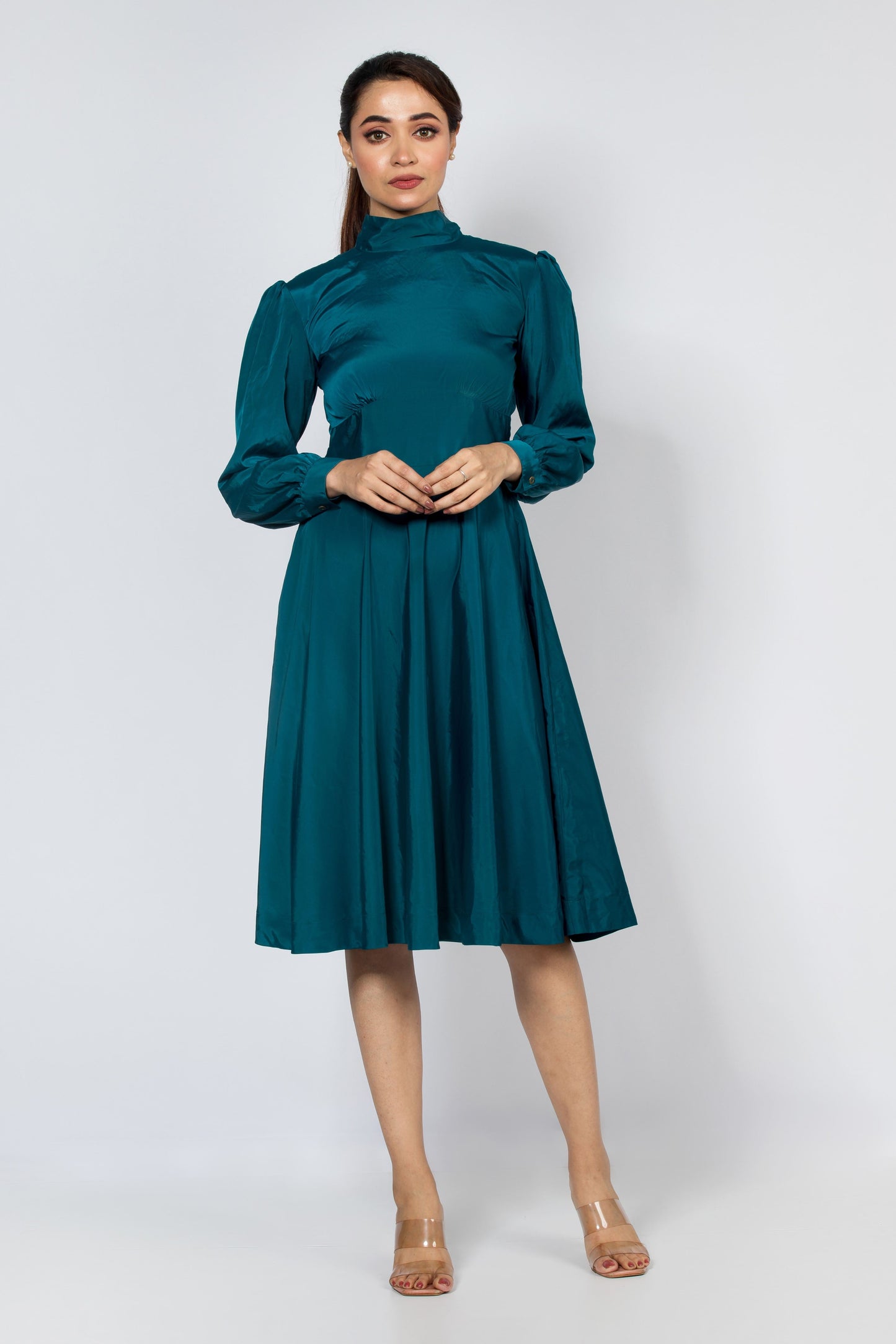 Bosslady Pleat Dress - Dark Teal