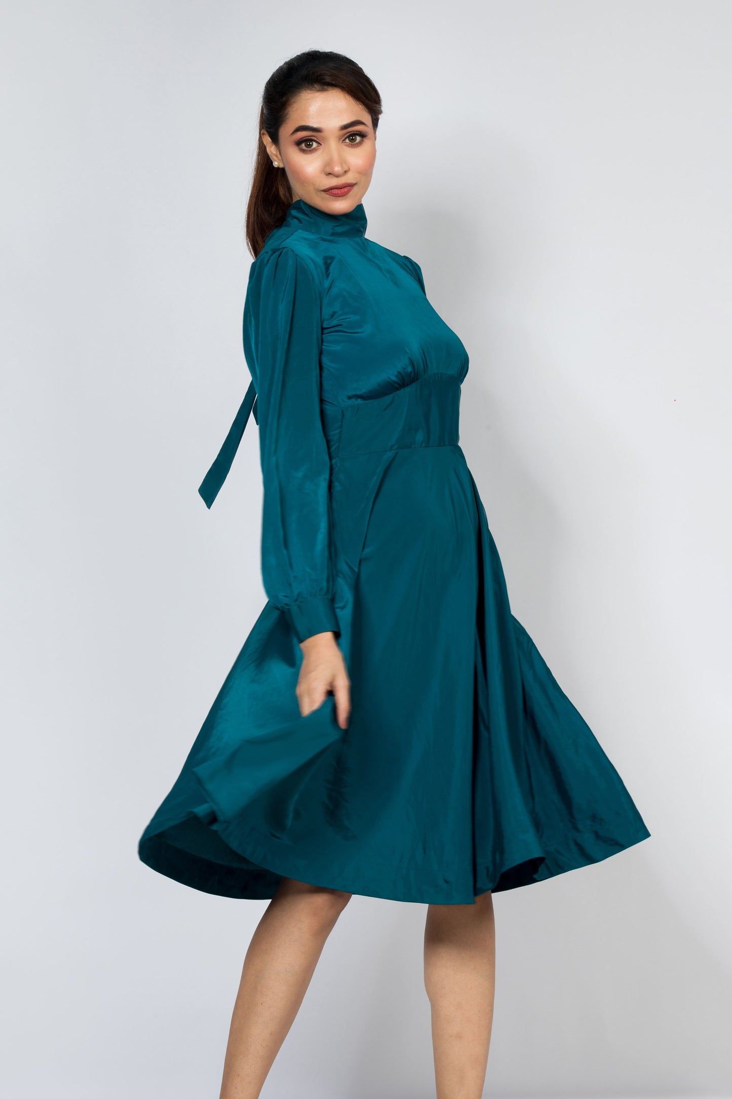 Bosslady Pleat Dress - Dark Teal