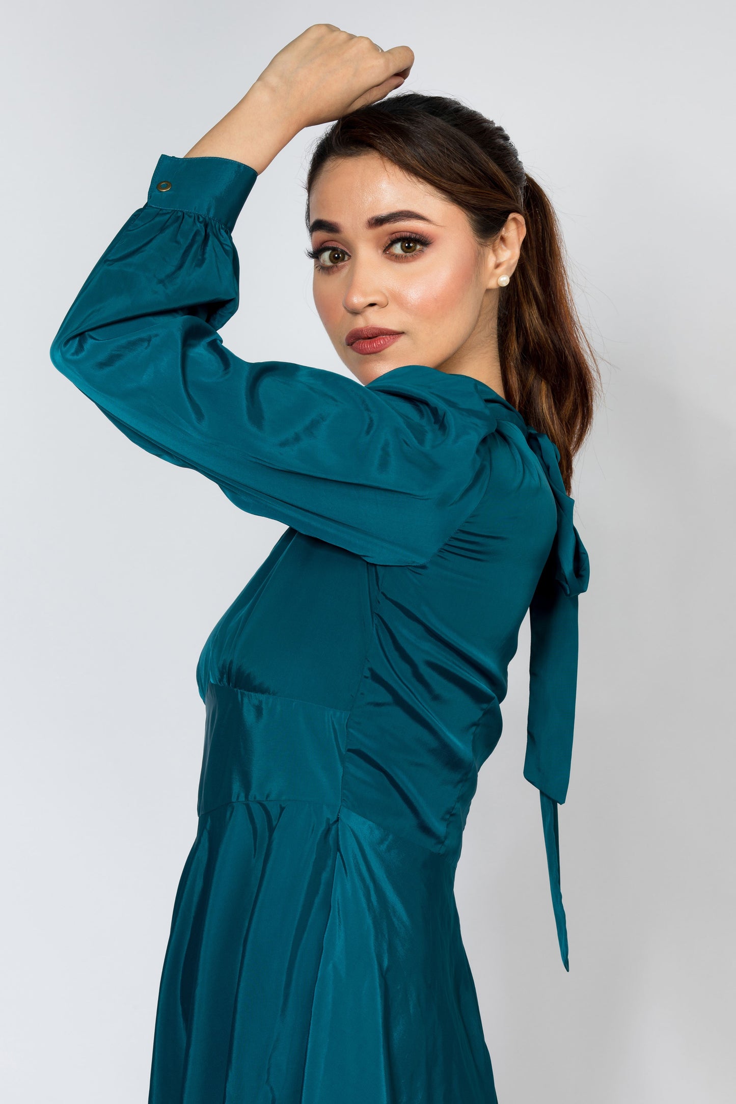 Bosslady Pleat Dress - Dark Teal