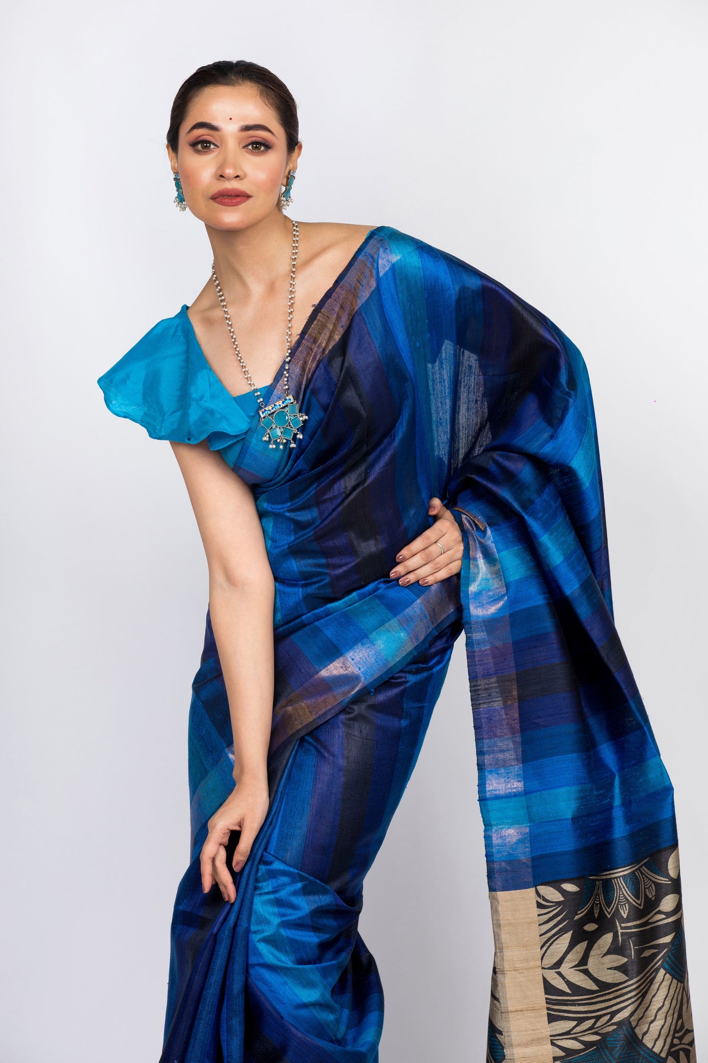 Pure Tusser Silk Saree with Hand Dying