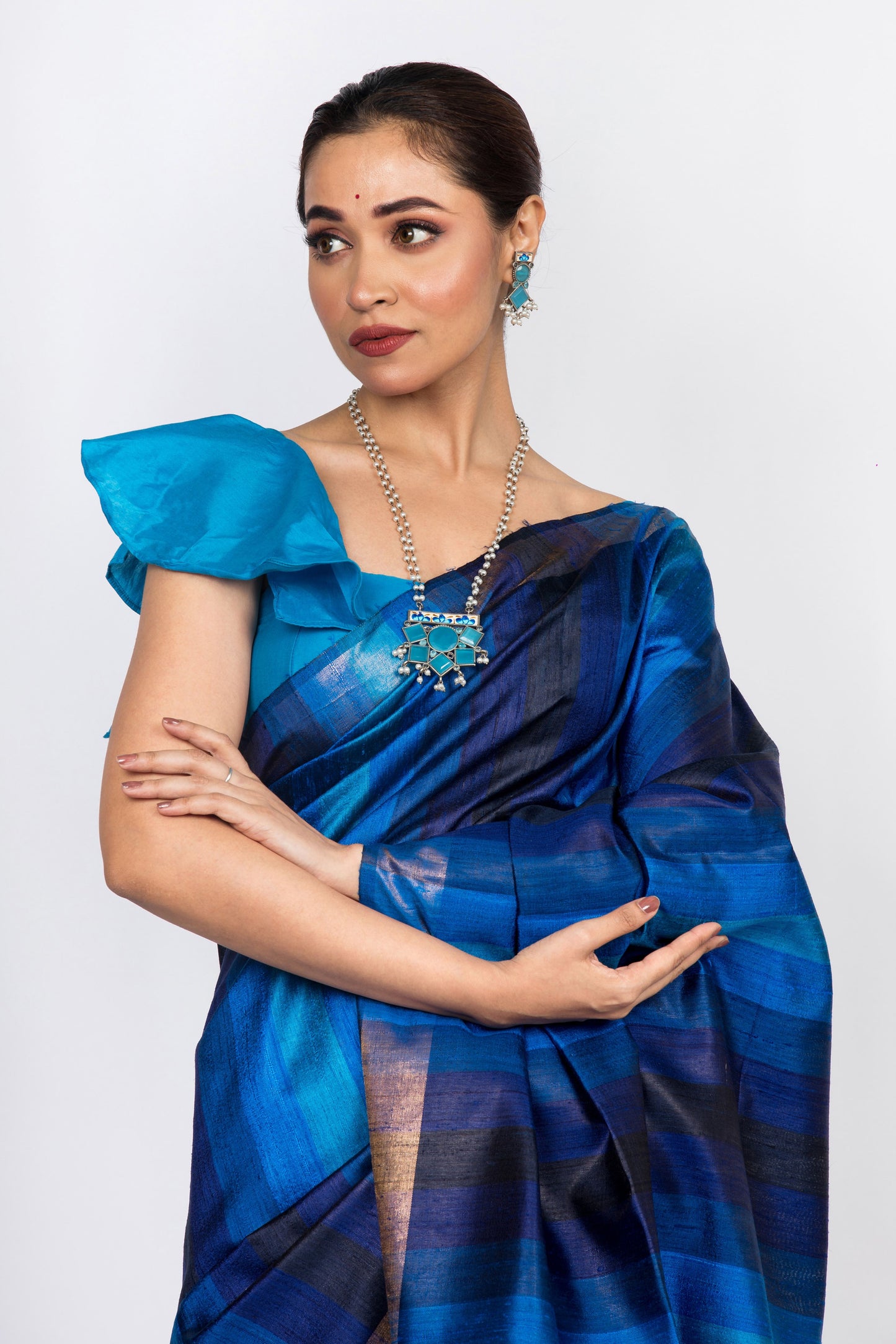Pure Tusser Silk Saree with Hand Dying