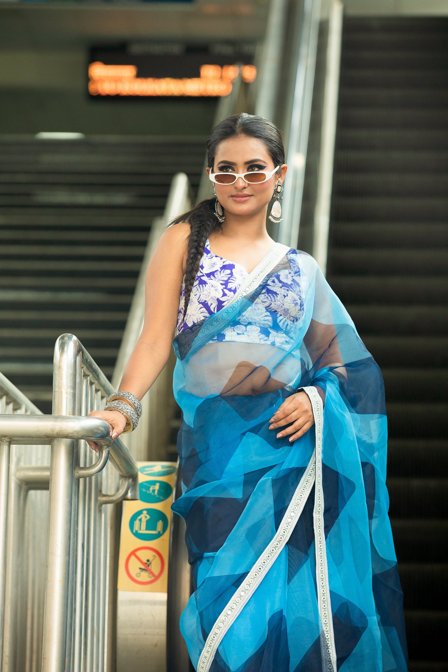 Cotton Geometric Saree - Different Prints