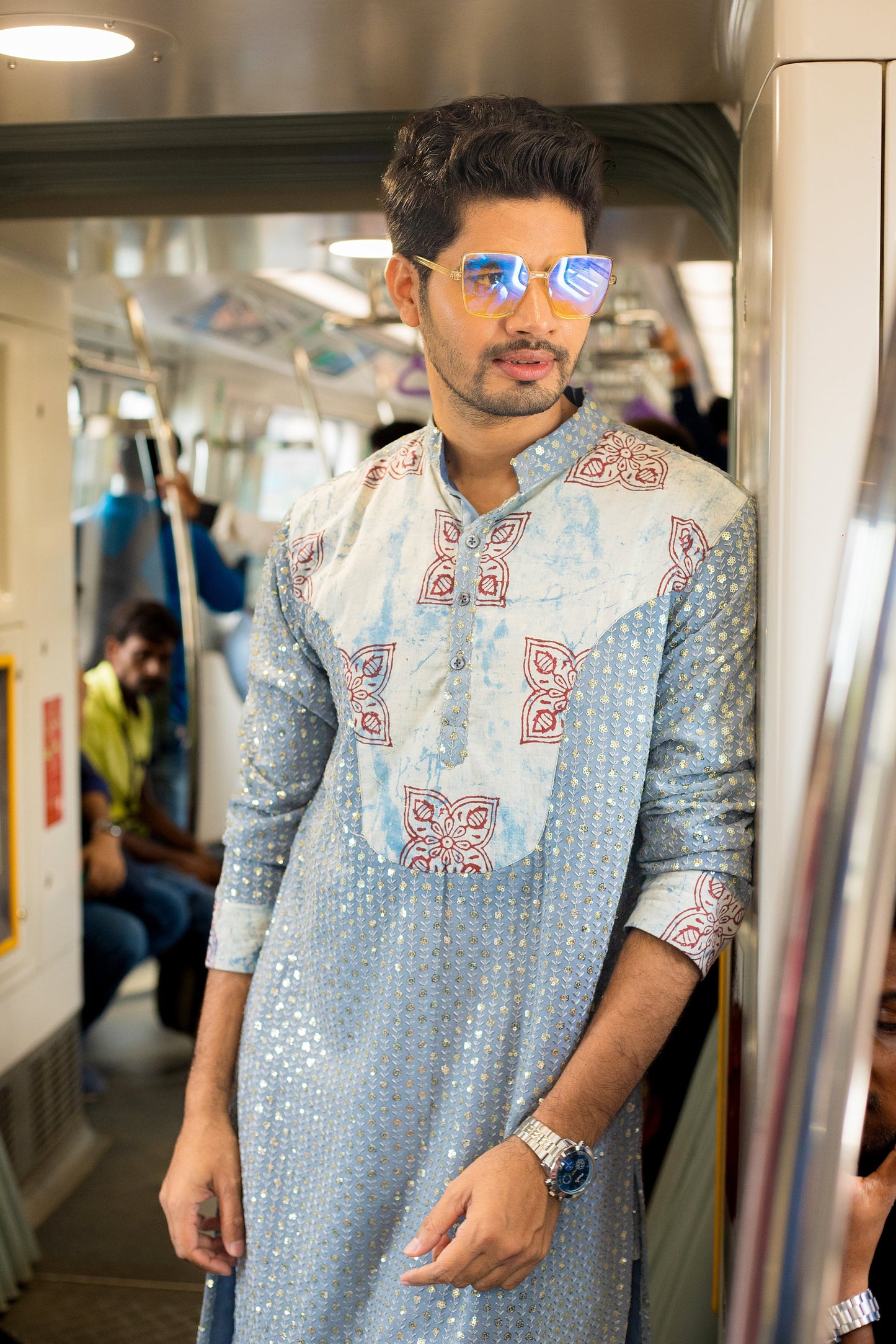 Chikankari Kurta Set - Powder Blue