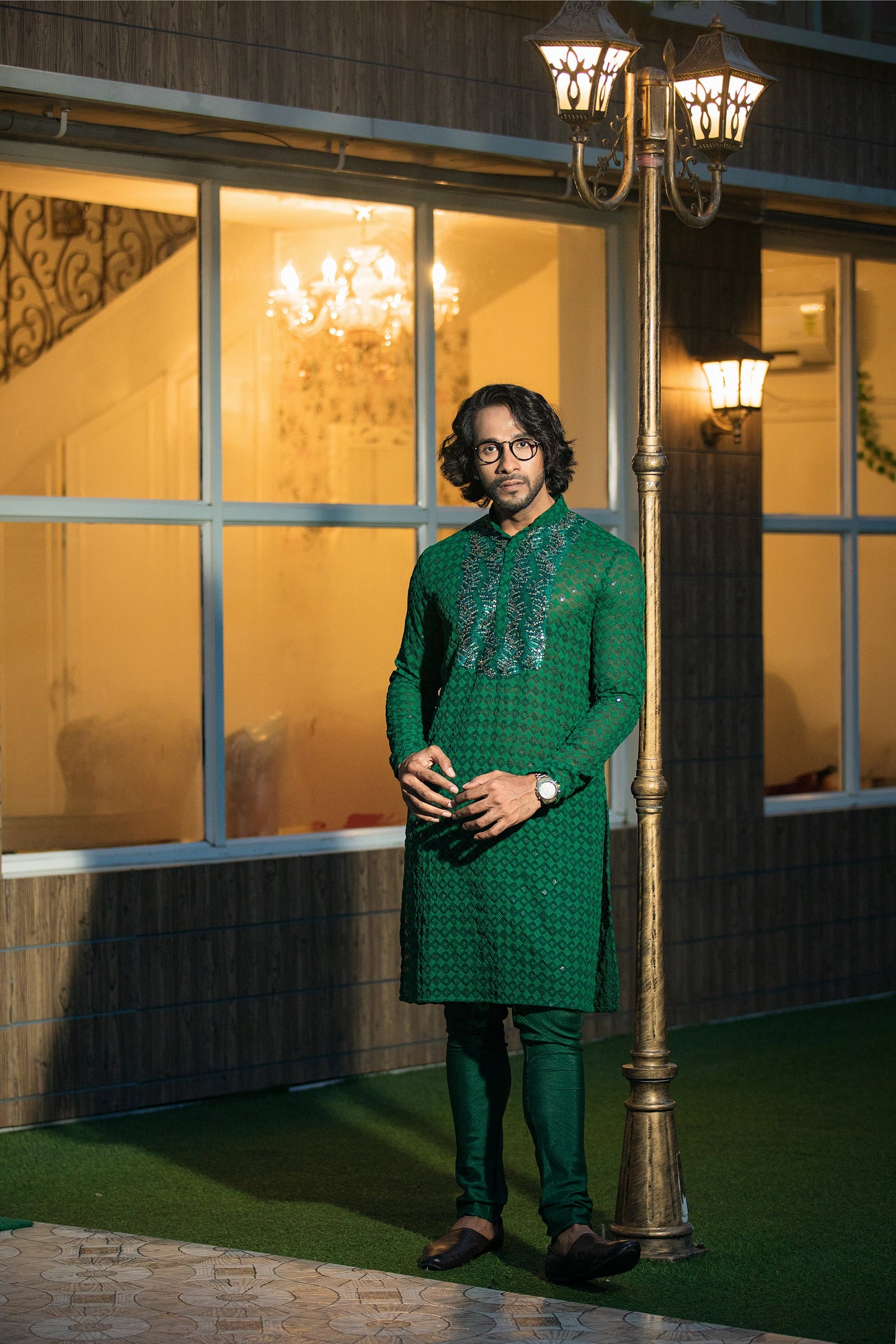 Green Chikankari Kurta Set