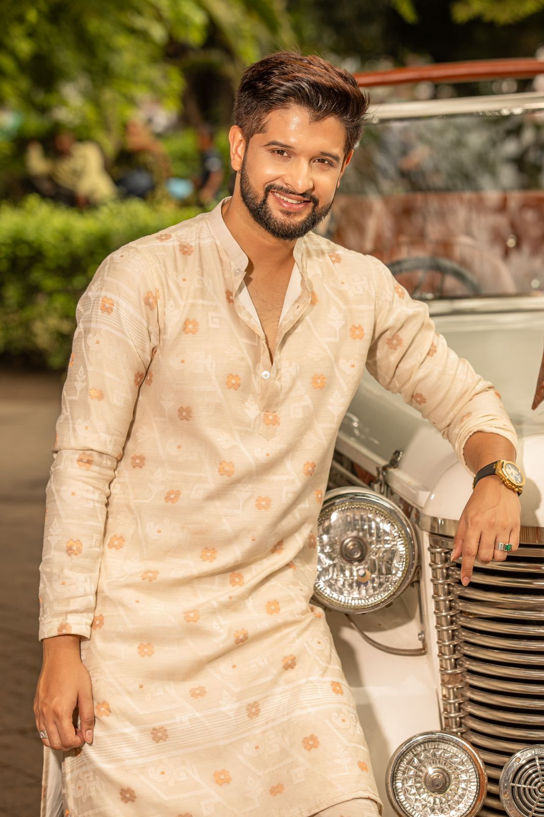 Jamdani Men White Coord Kurta Set