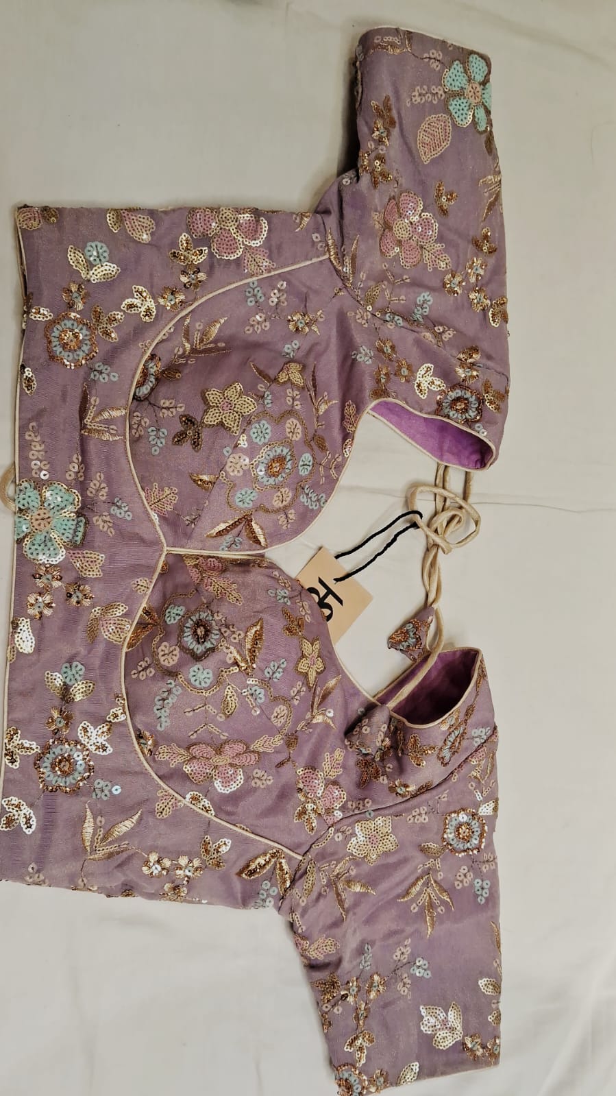 Mauve Pure Chiffon Georgette Saree With Full Embroidery