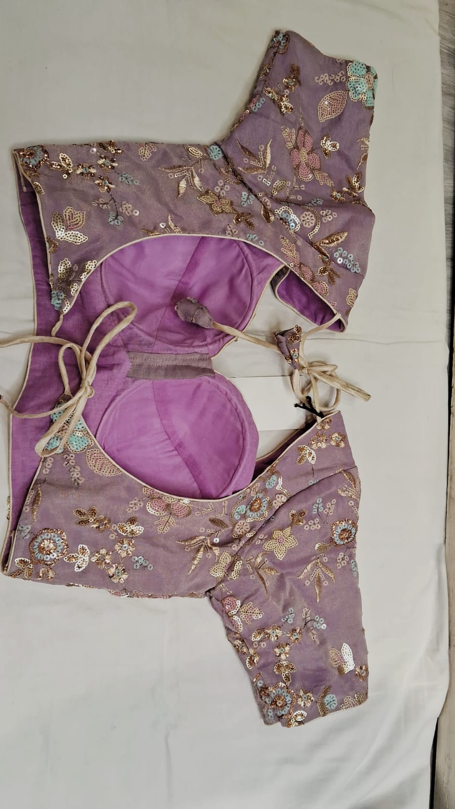 Mauve Pure Chiffon Georgette Saree With Full Embroidery