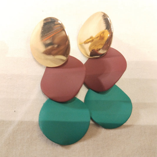 The Triple Layered Colour Block Geometry Earrings