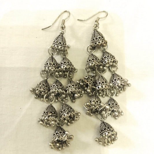 The sheeny web oxidised statement earrings