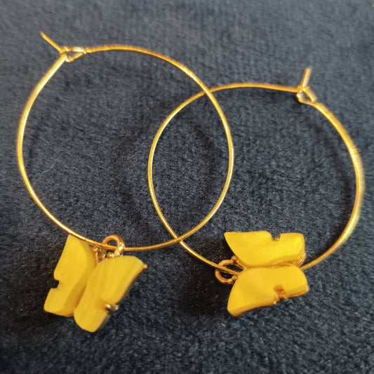 The Beauteous Butterfly Hoops Golden Casual Earrings