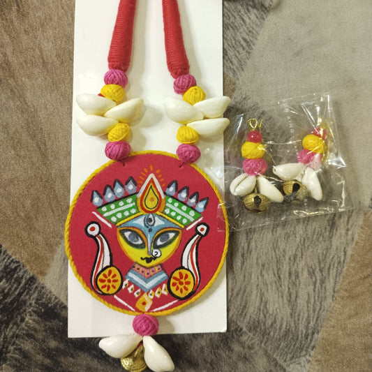 Recycle Fabric Durga Maa Design Jewelry Set