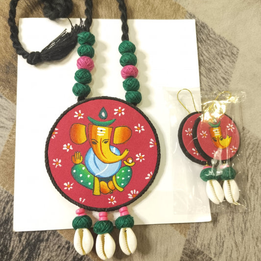 Recycle Fabric Ganesh design Jewelry Set