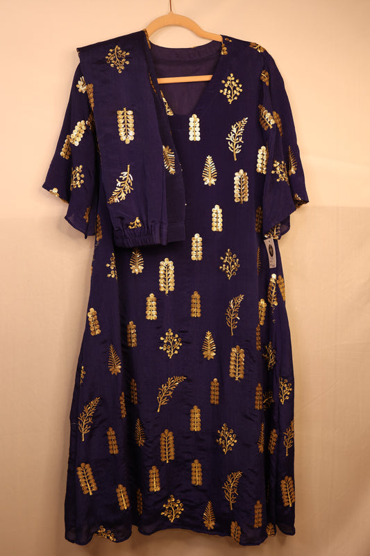 Navy Blue Golden Print Coord Set