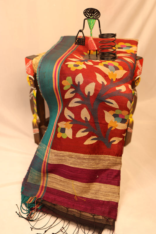 Floral Print Ghicha Saree