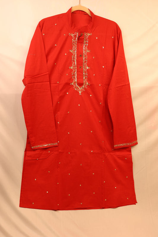 Hand Embroidery Cotton Men's Kurta