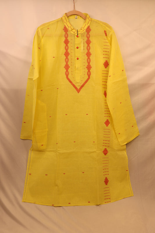 Yellow Cotton Men's Kurta