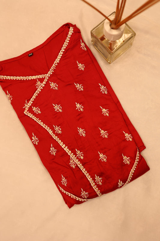 Hand Embroidery Red Men's kurta