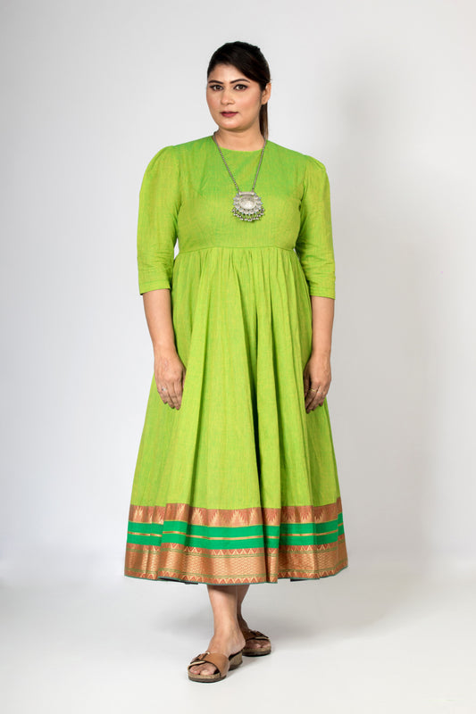 Green Cotton Anarkali