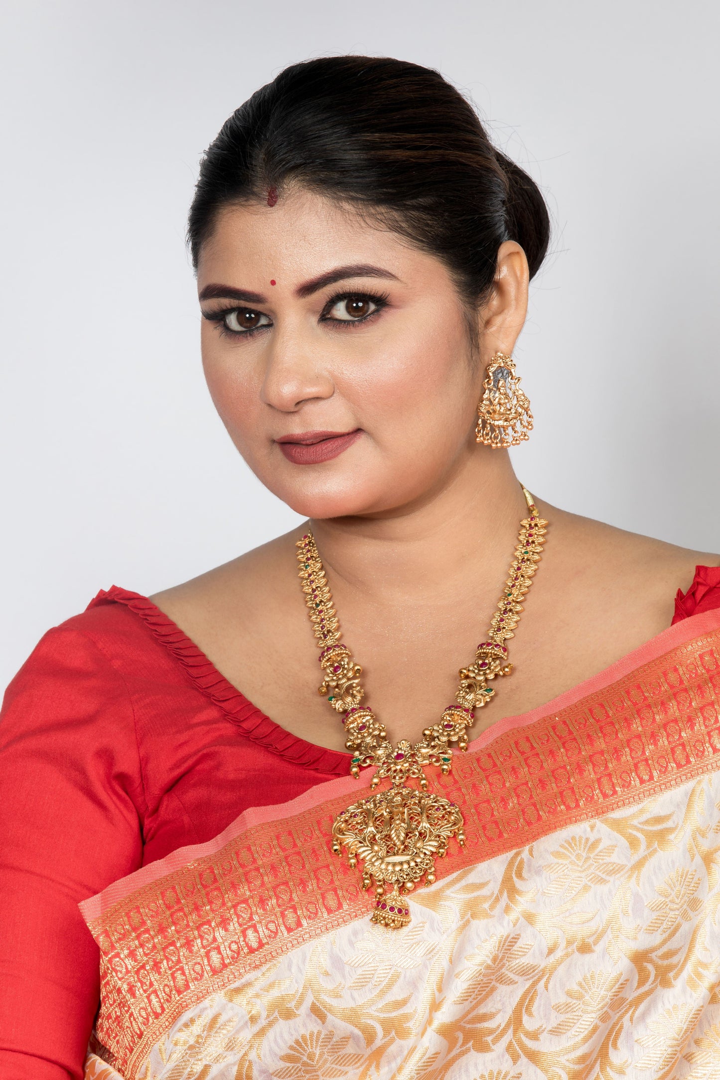 Banarasi Silk Saree - Orange and White