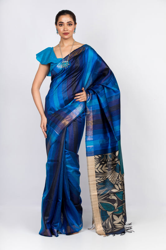 Pure Tusser Silk Saree with Hand Dying