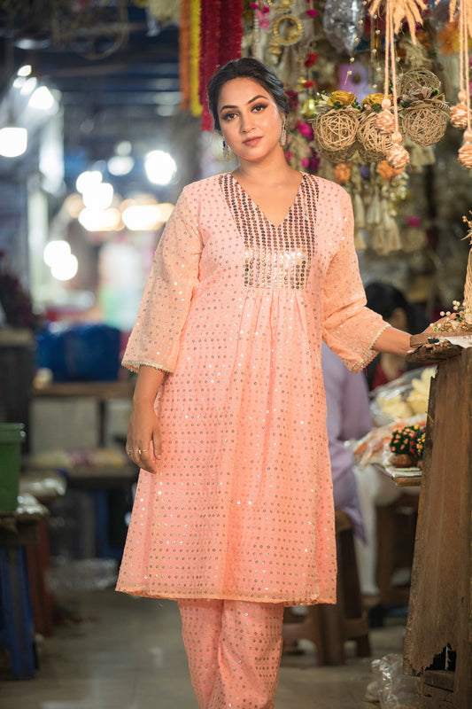 Georgette Blush Pink Kurta Set