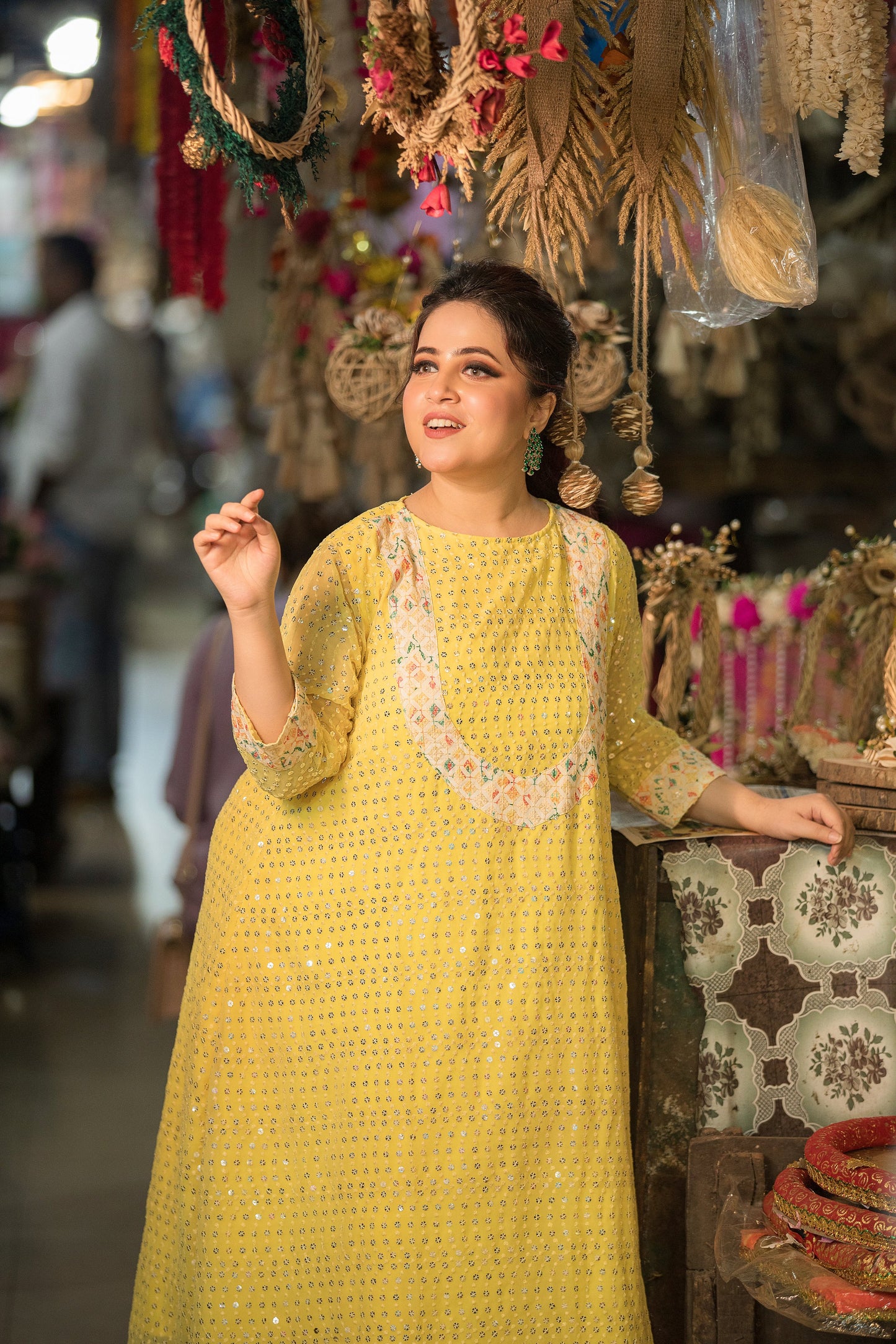 Georgette Yellow Kurta Set