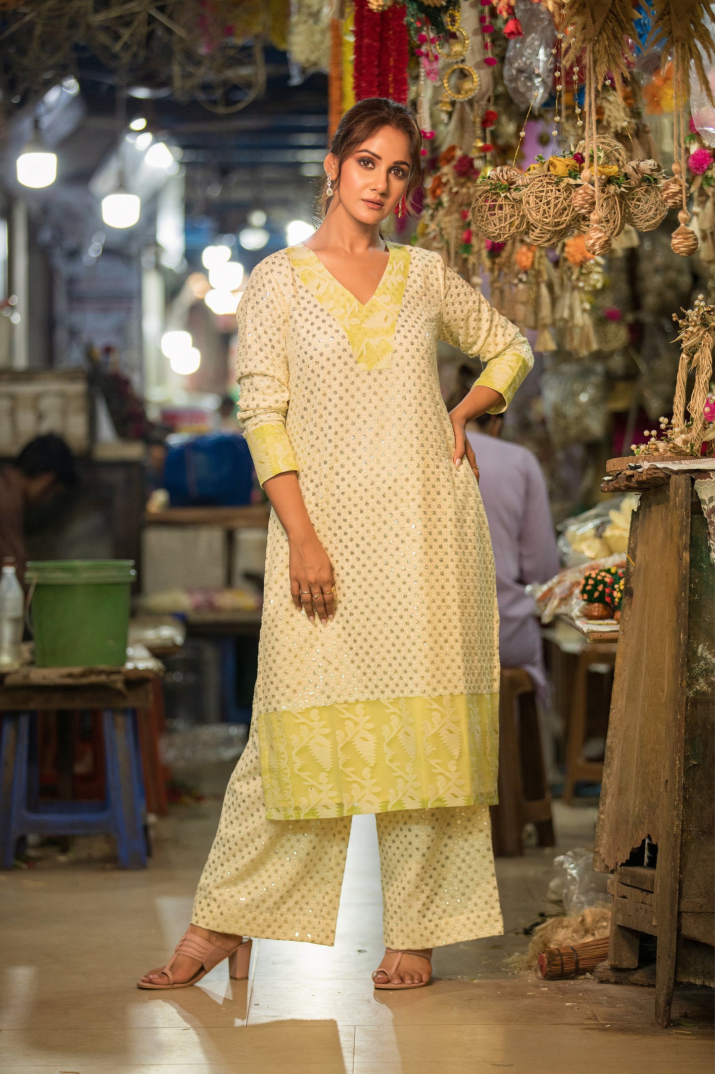 Lemon Yellow Georgette Kurta Set