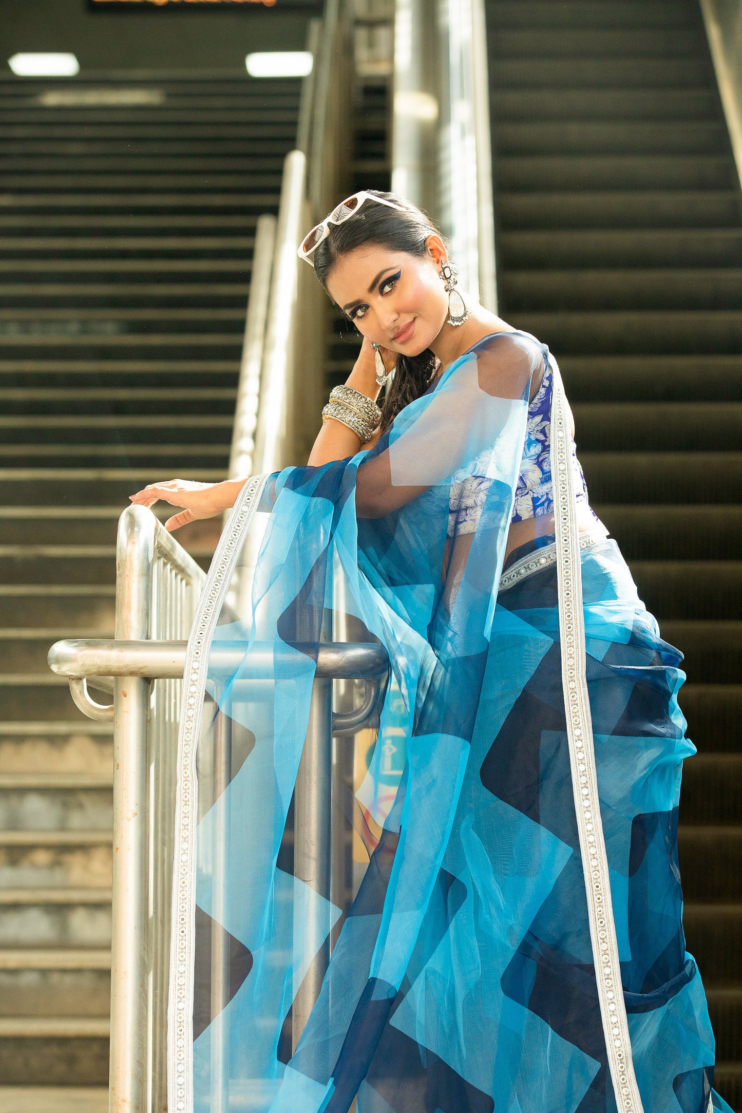 Cotton Geometric Saree - Different Prints