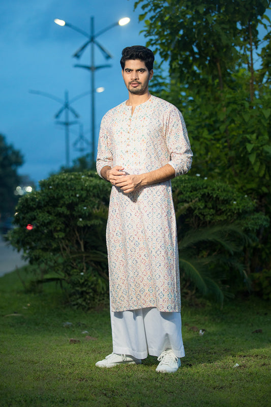 Chikankari Men Kurta Set - Nude sets