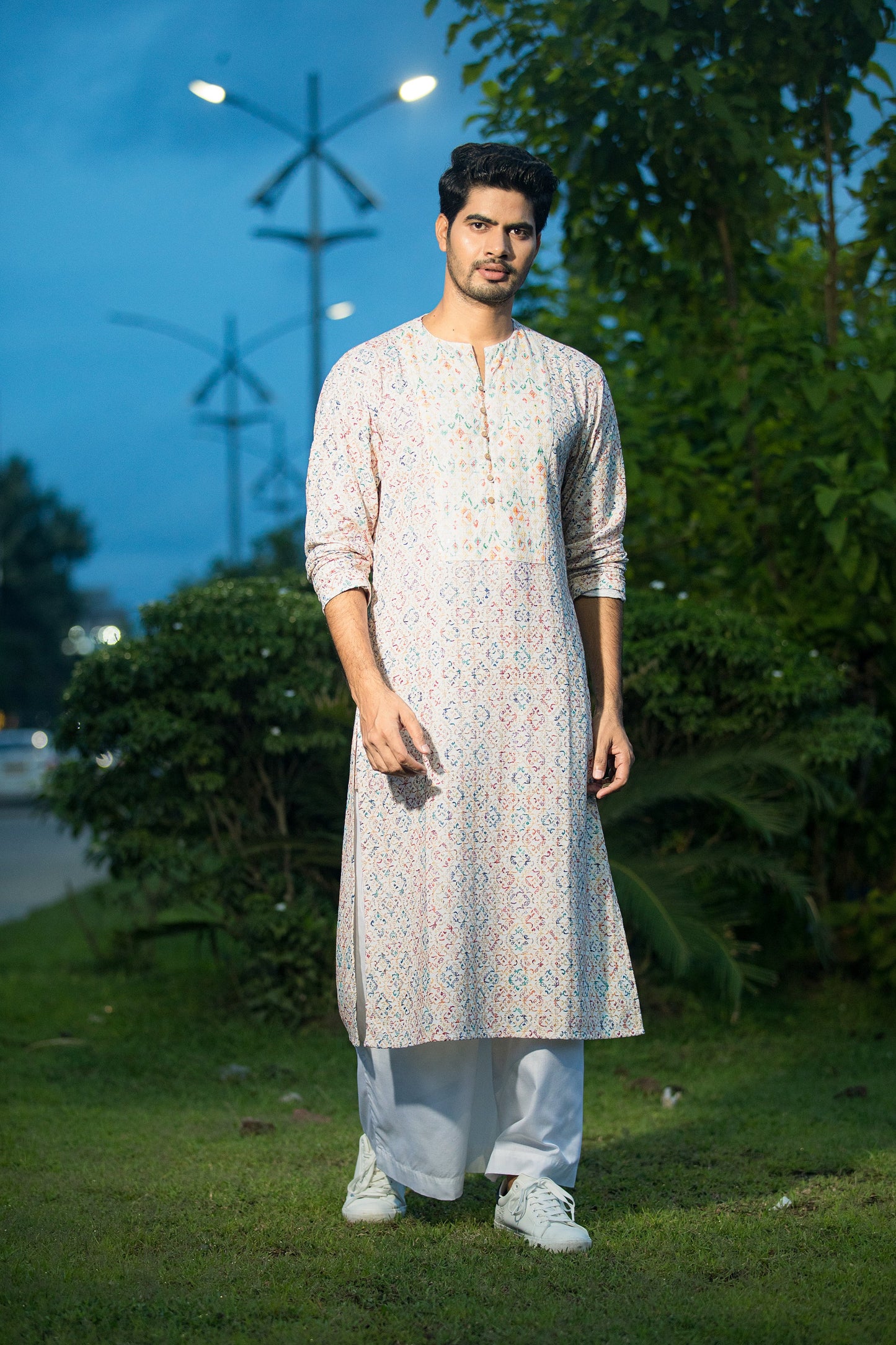 Chikankari Men Kurta Set - Nude sets