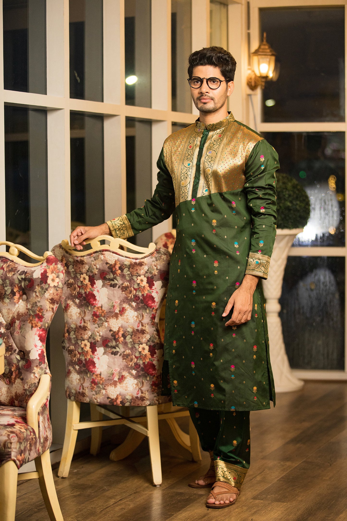 Green Silk Kurta Set