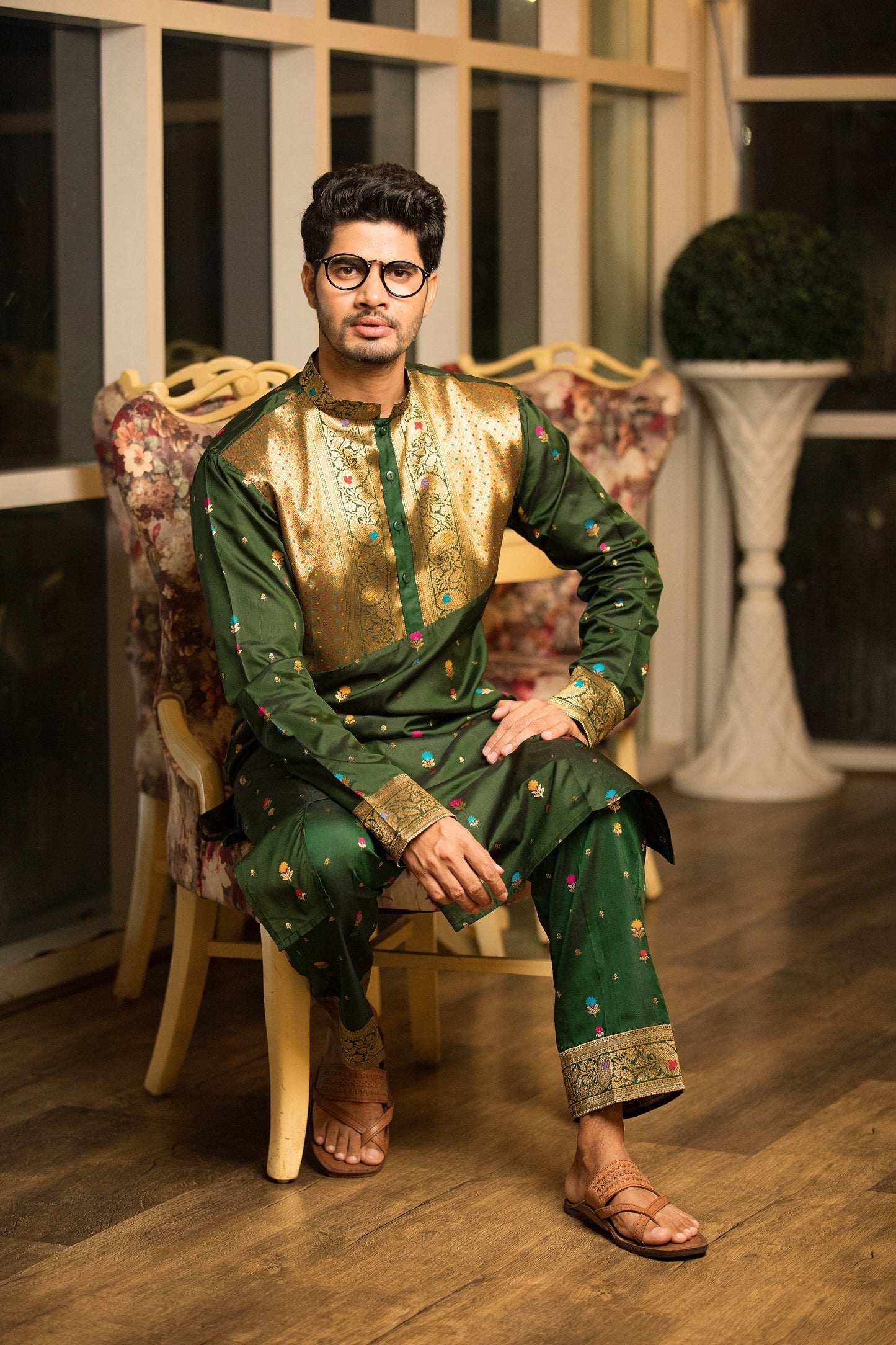 Green Silk Kurta Set