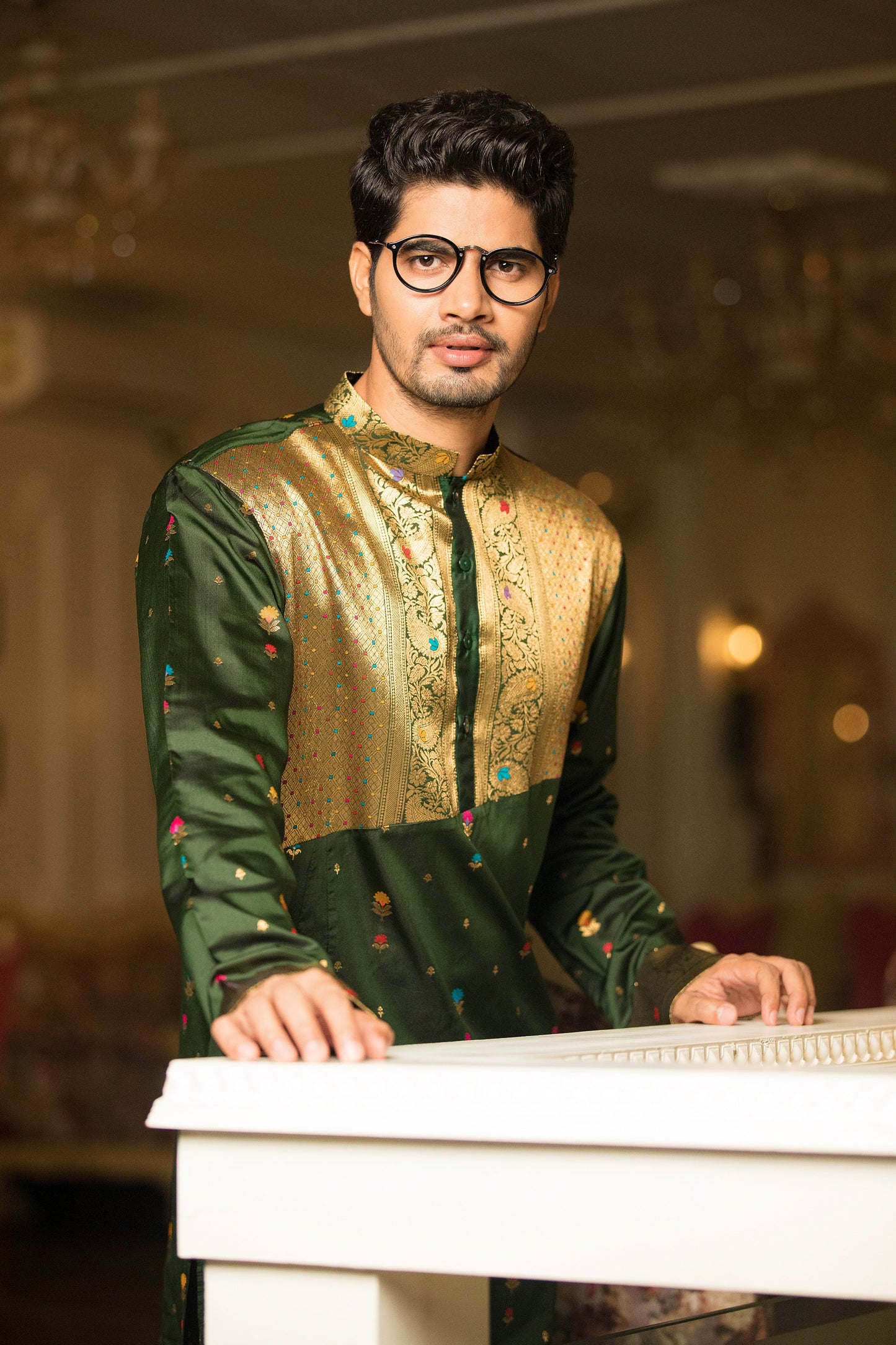 Green Silk Kurta Set