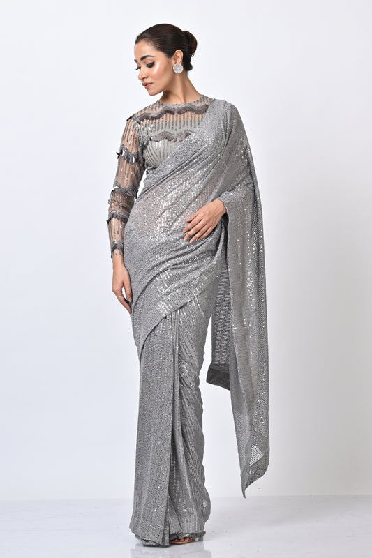 Sizzling Silver Saree