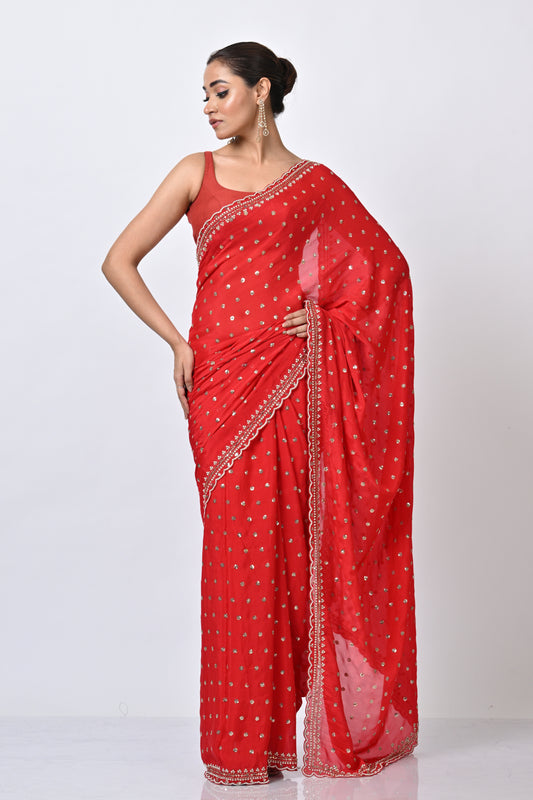 Stolen Heart Red Saree