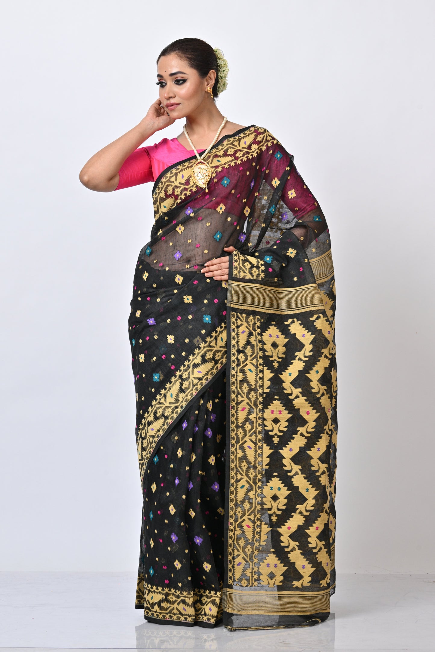 Traditional Jamadani Black Saree