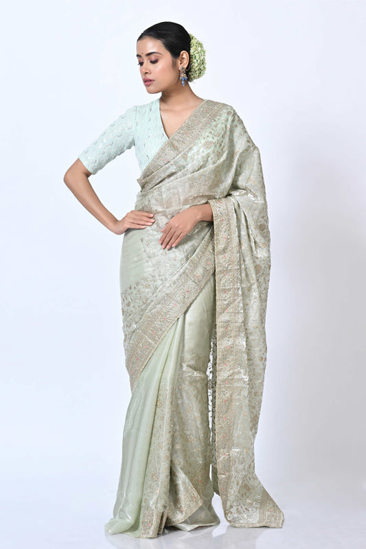 Tissue Saree With Zari Work