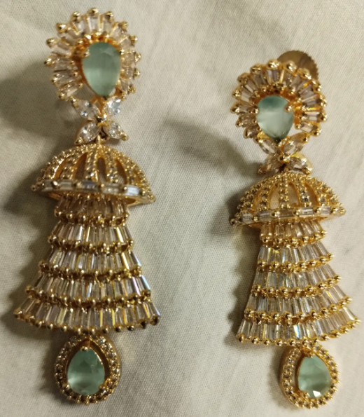 American Diamond Jhumka Set