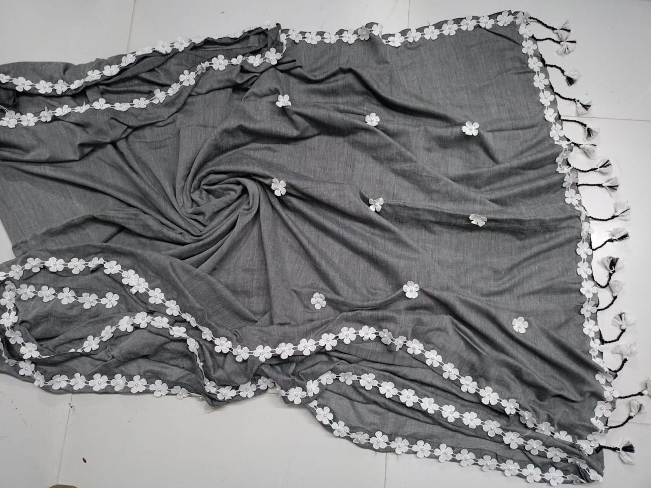 Cotton Saree with Lace Border