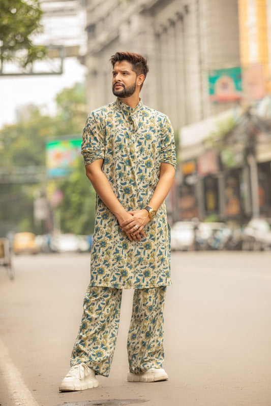 Cotton Coord Kurta Set Men - Kalamkari